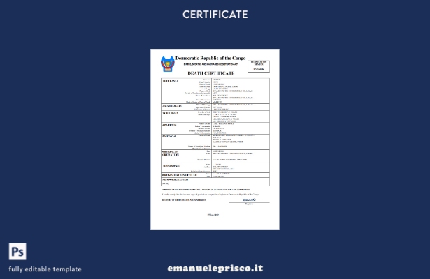 stile verificato Certificato di morte dello stato di stato civile della Repubbli